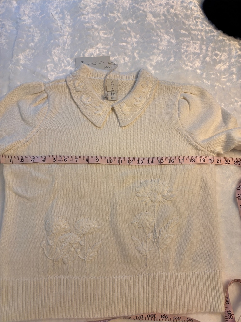 Joie Ivory Floral Embroidered Collared Sweater NWT M - Picture 8 of 9